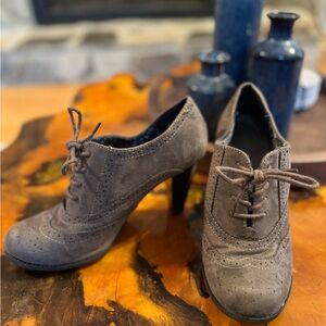 Gray Women's Lace-Up Boot Heels